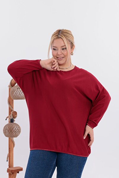 Siyezen Plus Size Bat Sleeve Oversized Knitwear Sweater