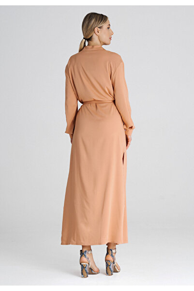 Figl Maxi shirt dress with collar, orange, M1000, size S