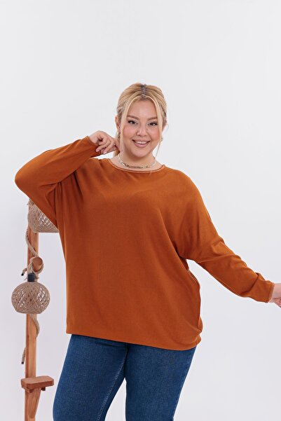 Siyezen Plus Size Bat Sleeve Oversized Knitwear Sweater