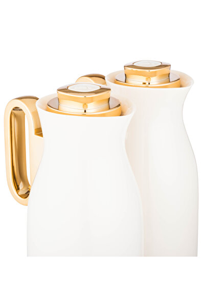 LALOZA ✨ Luxury 2-piece thermos set – glossy white with gold handle | For tea and coffee (1 liter) ✨