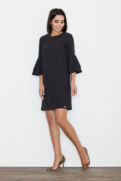 Figl Black dress with ruffled sleeves - M564 size M