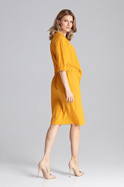 Figl Elegant yellow dress - summer dress with modern design M656 size XL