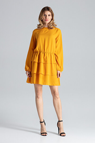 Figl Elegant yellow dress with ruffles - M601 size M