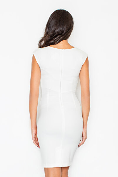 Figl Elegant ecru sleeveless pencil dress - M378 size L