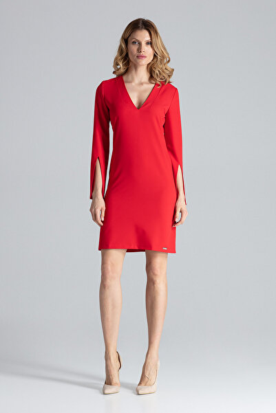 Figl Elegant red mini dress with slits on the sleeves - Evening dress M550 size M
