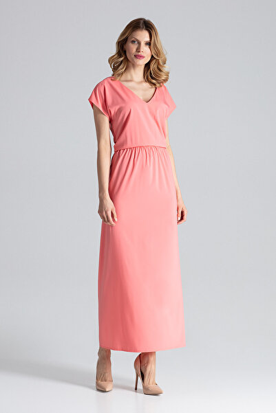 Figl Elegant coral maxi dress with Slit - Perfect for summer M668 size L