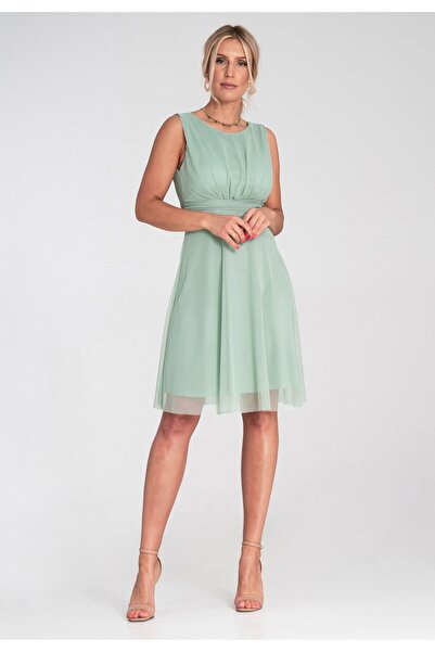 Figl Elegant dress with low back - Mesh dress - Mint M1208 size S/M