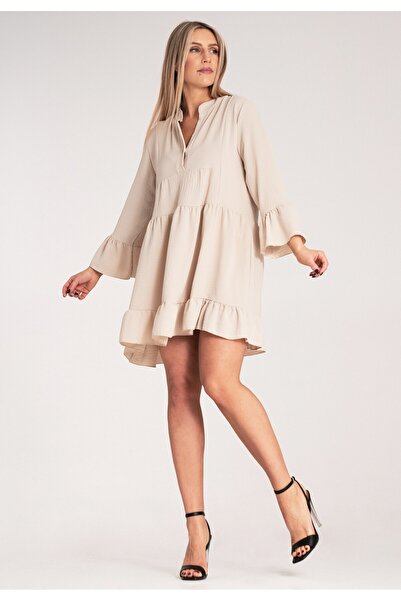 Figl Boho style dress - Ruffle dress - Light beige dress M1136 size S/M