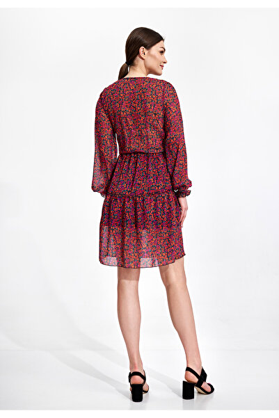 Figl Floral wrap dress with long sleeves - M859 size L/XL