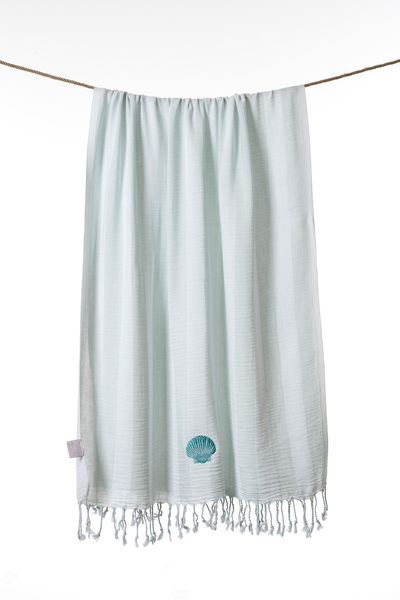 Koza Home Πράσινο μουσελίνα Sealine με κέντημα πέσταμαλ 90Χ170 2543