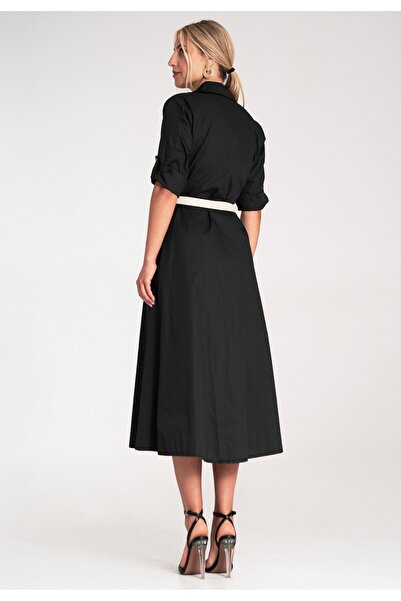 Figl Rhinestone dress - Midi shirt dress - Black dress M1215 size L/XL