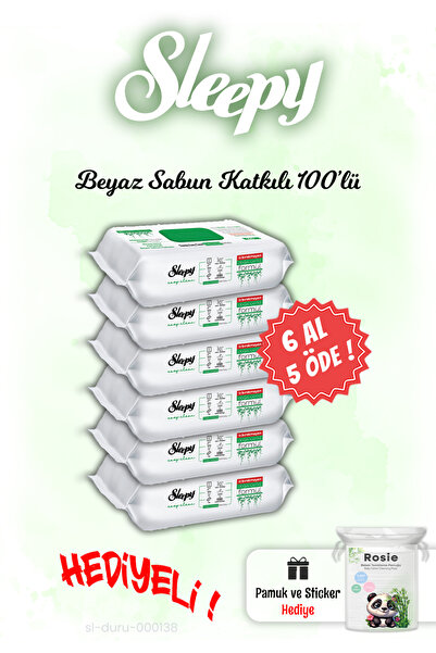 Sleepy اشتري 6 واحصل على 5 مجانية - مناشف سطحية بيضاء مع صابون هدية