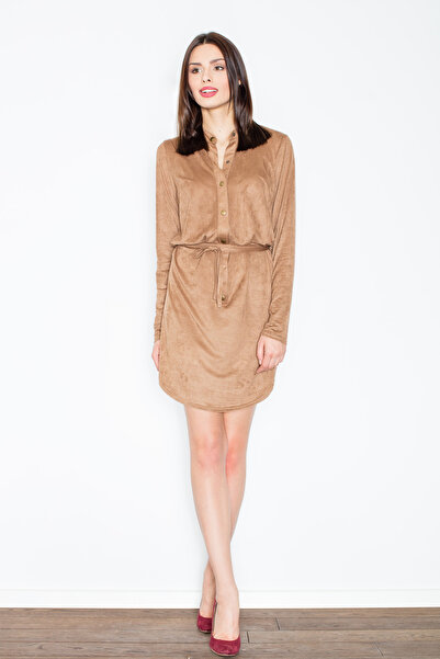 Figl Brown suede mini dress with studs - Shirt dress - M454 size L