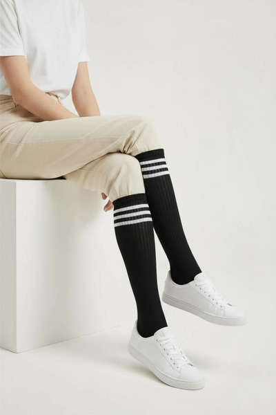 Butik 5-Pack Cotton Stretch Fabric Flexible Long Sports Tennis Socks