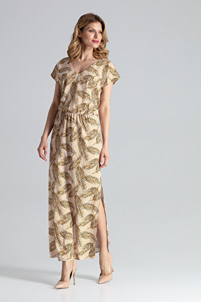 Figl Leopard and leaf Printed maxi dress - Elegant summer dress M668 size S