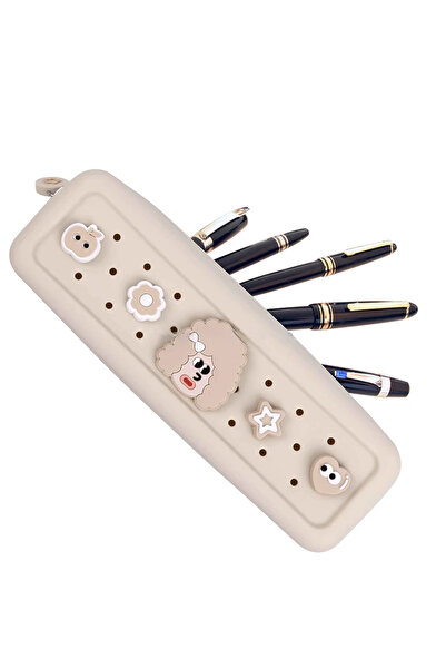 Acvila SquishyCase Colorjoy Silicone pencil case, with charms, cream-white