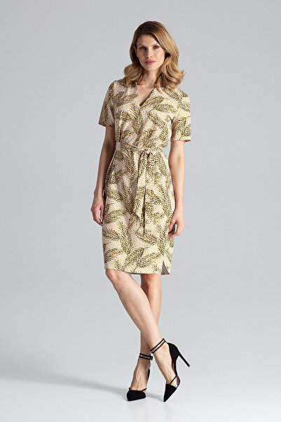 Figl Leopard Printed dress with belt - Elegant midi dress M669 size M