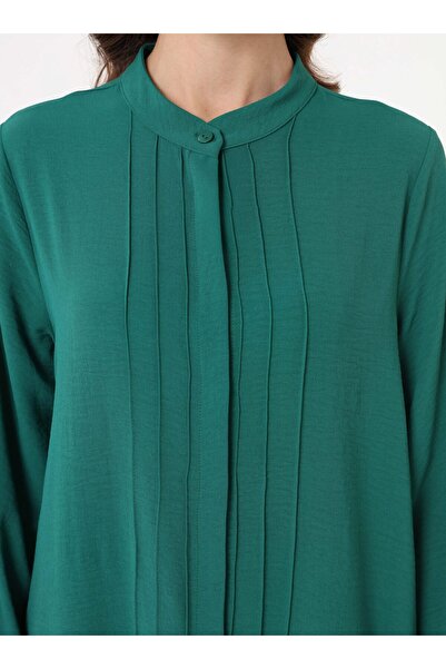 Refka Aerobin Long Tunic with Ribbed Detail on the Front - Emerald Green -