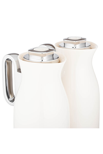 LALOZA ✨ Luxury 2-piece thermos set – glossy white with silver handle | For tea and coffee (1 liter) ✨