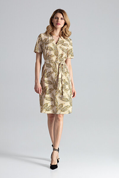 Figl Leopard Printed dress with belt - Elegant midi dress M669 size M