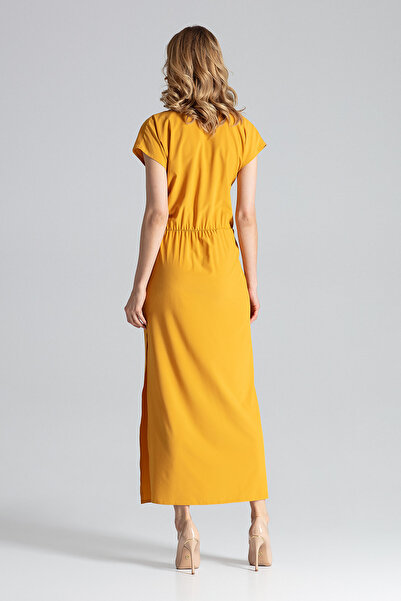 Figl Elegant yellow maxi dress with Slit - Perfect for summer M668 size M