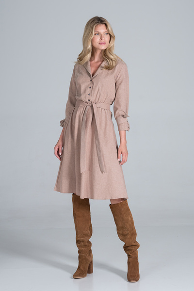Figl Beige midi dress with belt - M838 size S