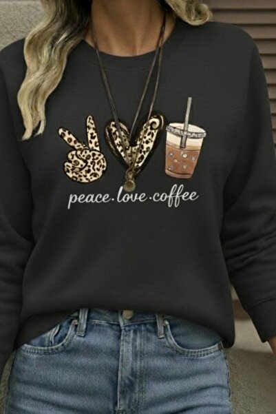 Moda Ebrar Women's Long Sleeve Crew Neck Heart Print Viscose Two Thread Blouse