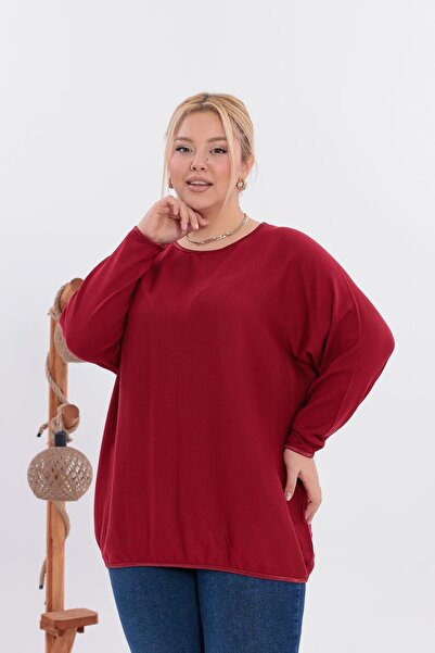 Siyezen Plus Size Bat Sleeve Oversized Knitwear Sweater