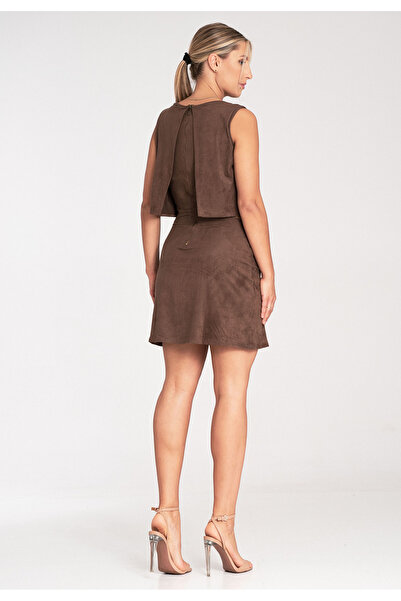 Figl Faux suede dress - strappy dress - M1060 brown size M