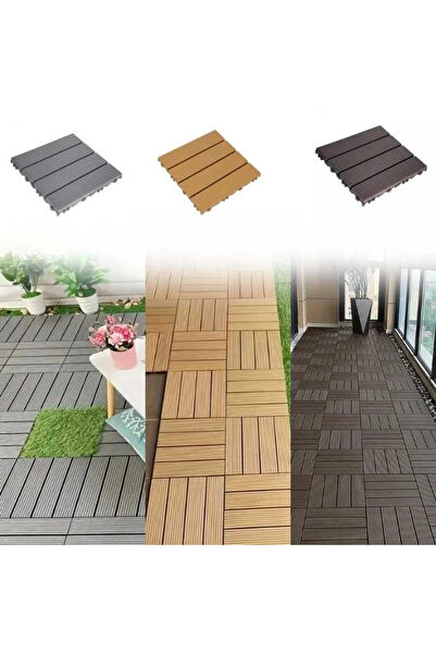 SMANIA Decklock™ Interlocking PVC Flooring Tiles, Wood Look – 12x (30x30cm) = 1.08 M², Brown
