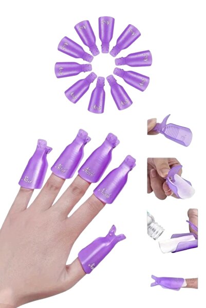 xolo Kalıcı Oje Çıkarma Mandalı Korumalı 10 Adet Mor