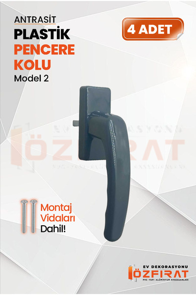 ÖZFIRAT PVC YAPI Pimapen PVC Pencere Kolu – Plastik – Antrasit – Model 2 – (4 Adet)