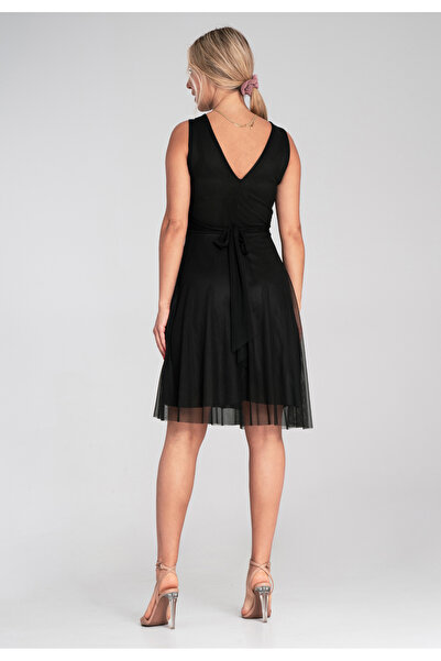 Figl Elegant dress with low back - Mesh dress - Black M1208 size S/M