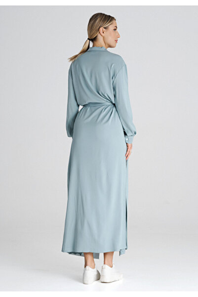 Figl Maxi shirt dress with collar, mint M1000, size XL