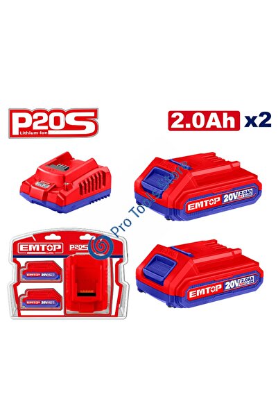 EMTOP 2 baterii litiu-ion de 2,0 Ah și încărcător, P20S - ELBCPK1222