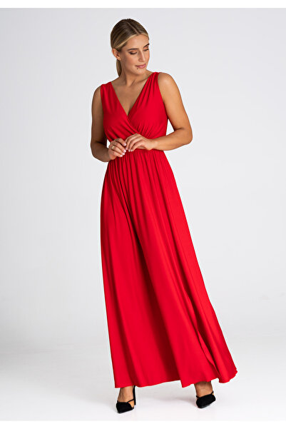 Figl Elegant long dress - Sleeveless dress for a wedding, red M960, size XL
