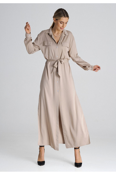 Figl Beige maxi dress with collar M1000 size XL