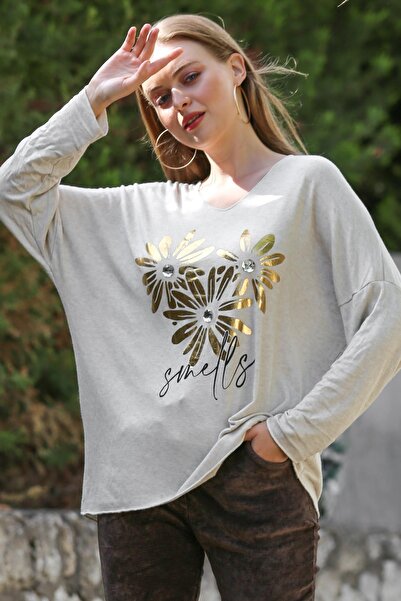 della moor Women's Cream Italian Wool Daisy Pattern Oversize Knitwear Sweater