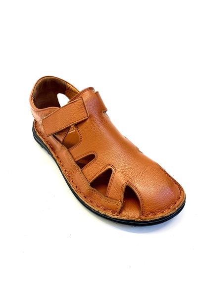 Çelik Men's Tan Genuine Leather Sandals