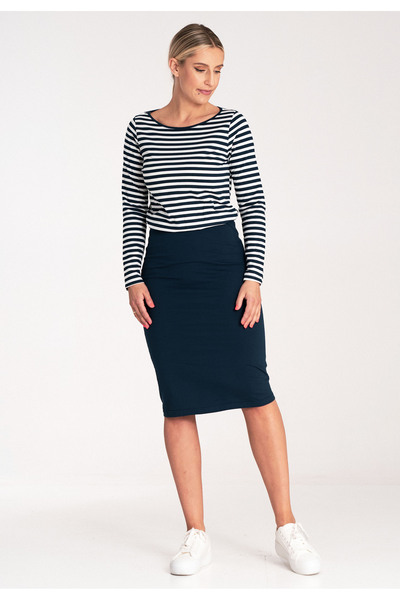Figl Rochie bicoloră - rochie cu dungi - rochie bleumarin M1057 mărimea XL