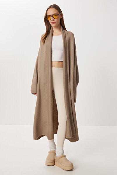 Lovelyİstanbul Oversized Long Knitwear Cardigan Ldd0129 Mink
