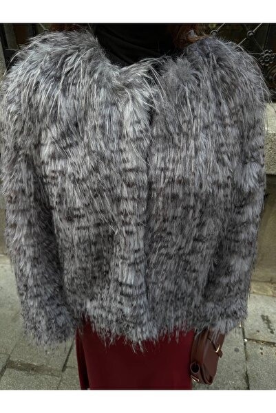 manana fashion Premium Quality Long Feather Faux Fur Coat Jacket