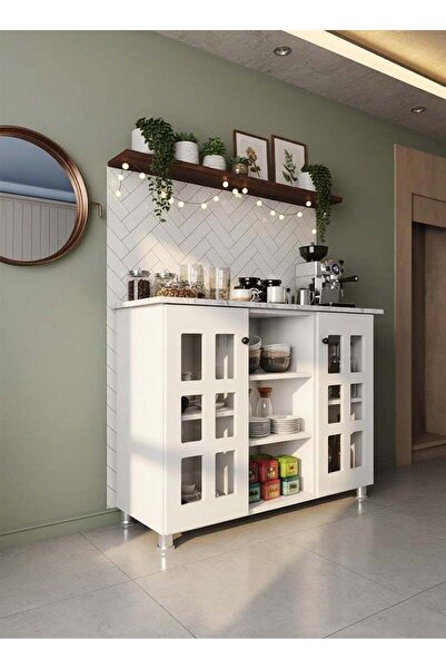 AGD Modern Kitchen Cabinet, Versatile for Living Room, Kitchen & Office - White