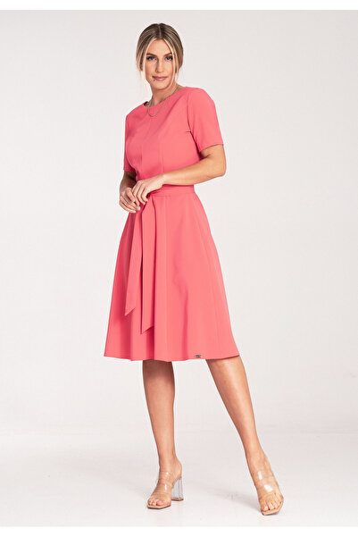 Figl Elegant midi dress - A-line dress - coral dress M1069 size XL