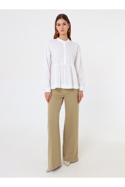 Benin Ruched Detail Shirt - White -