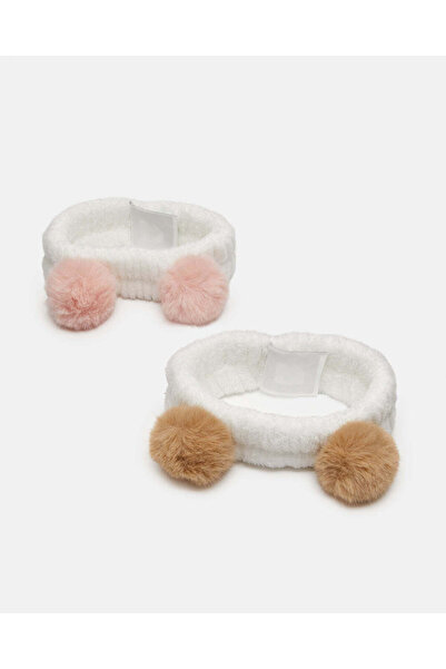 REDTAG مجموعة تدفئة الرأس المزخرفة باللون الأبيض للبنات (قطعتان)