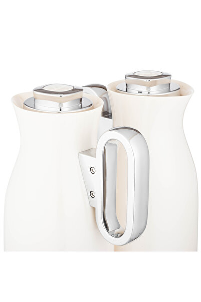 LALOZA ✨ Luxury 2-piece thermos set – glossy white with silver handle | For tea and coffee (1 liter) ✨