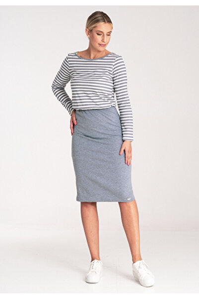 Figl Two-tone dress - striped dress - gray dress M1057 size L