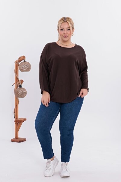 Siyezen Plus Size Bat Sleeve Oversized Knitwear Sweater