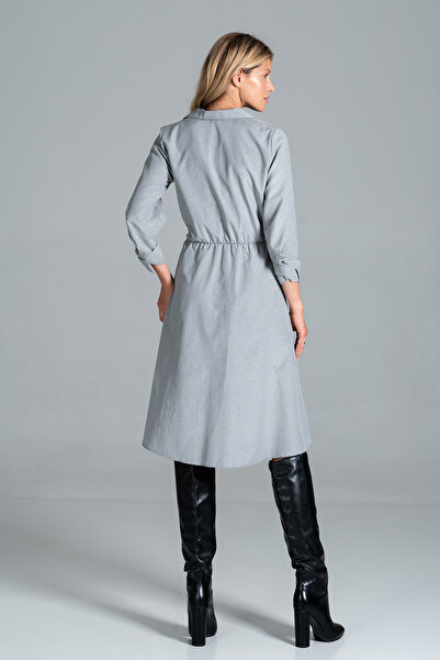 Figl Gray belted midi shirt dress - M838 size L